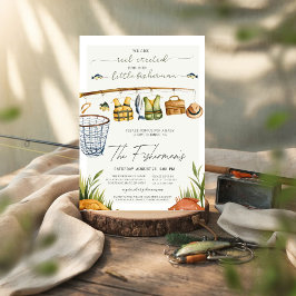 Little Fisherman Rustic Boy Baby Shower Einladung