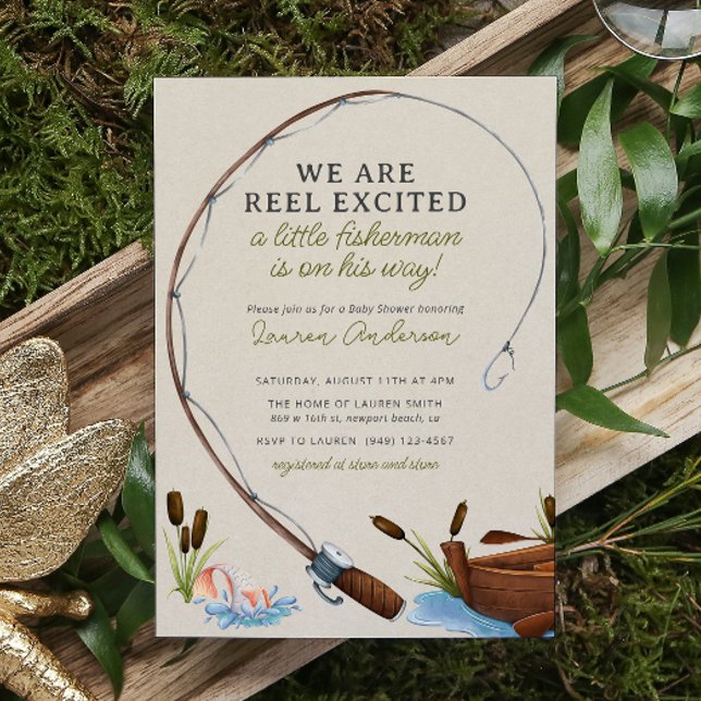 Little Fisherman Watercolor Adventure Baby Shower Einladung (Von Creator hochgeladen)
