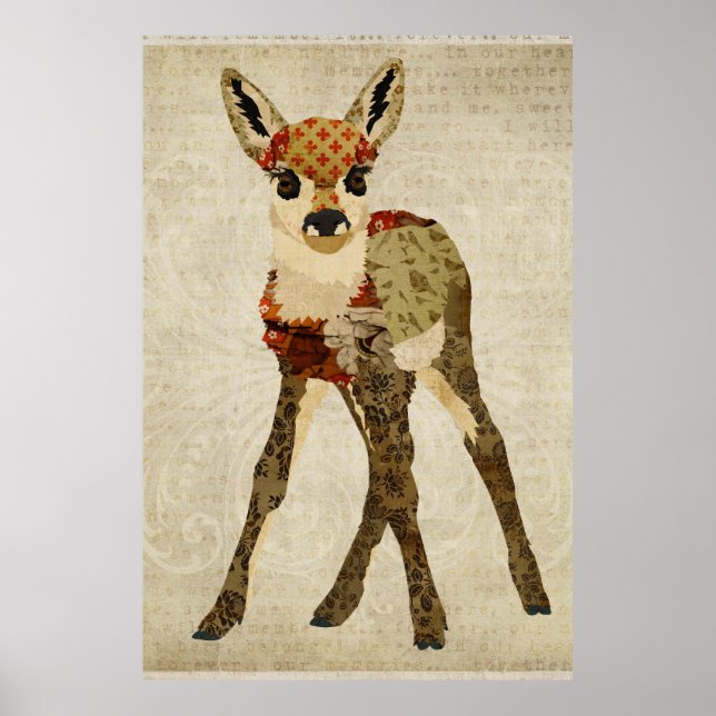 Little Floral Fawn Art Poster (Vorne)