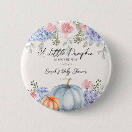 Little Floral Pumpkin Halloween Fall Baby Dusche Button