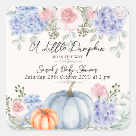Little Floral Pumpkin Halloween Fall Baby Dusche Quadratischer Aufkleber