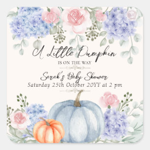 Little Floral Pumpkin Halloween Fall Baby Dusche Quadratischer Aufkleber
