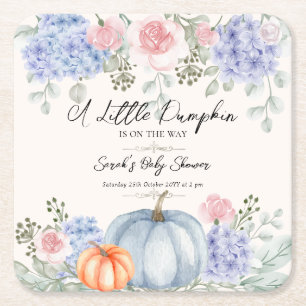Little Floral Pumpkin Halloween Fall Baby Dusche Rechteckiger Pappuntersetzer