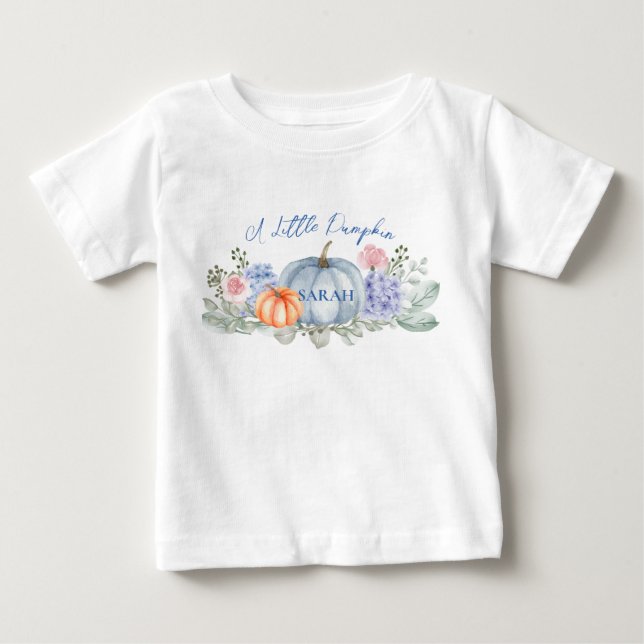 Little Floral Pumpkin Halloween Fall Baby Dusche T-shirt (Vorderseite)
