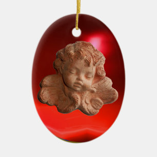 LITTLE FLORENTINE ANGEL Red Ruby Gem Stone Keramikornament