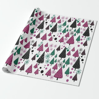 Little Forest Burgundy Green Packpapier