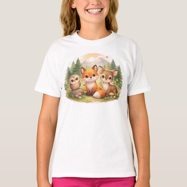 Little Forest Friends: A Cozy Fox, Owl & Deer Adve T-Shirt (Vorderseite)