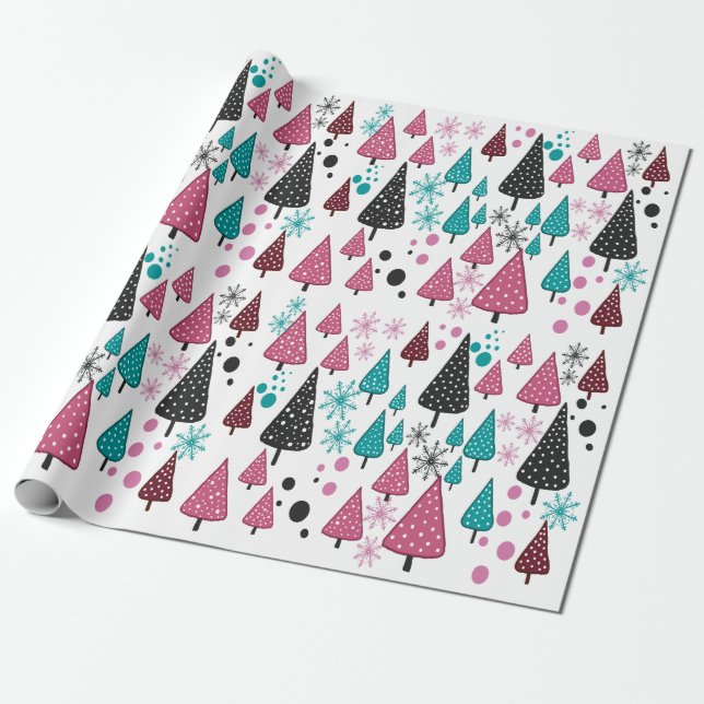 Little Forest Pink-Aquamarines Packpapier (Ungerollt)