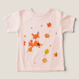 Little Fox & Autumn Leaves Baby T - Shirt"
