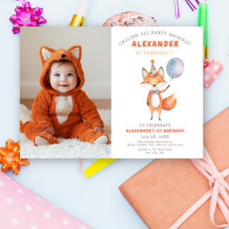 Little Fox Birthday Party Einladung