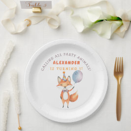 Little Fox Birthday Party Pappteller