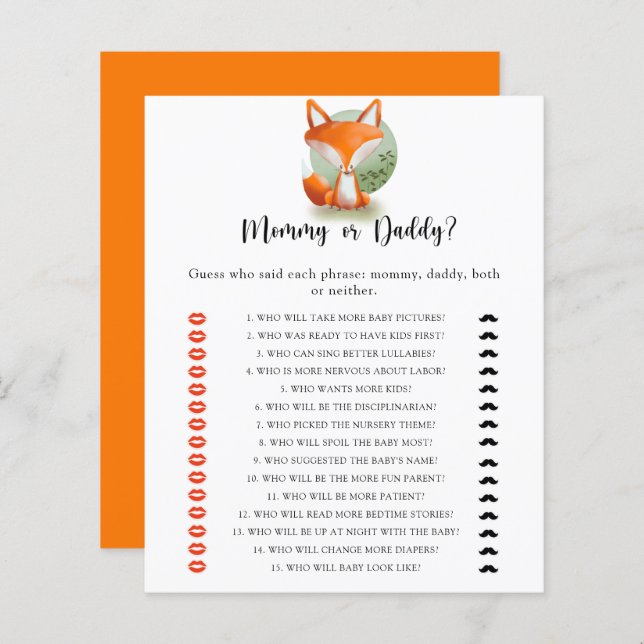 Little Fox Cub - Mama oder Papa Baby Duschgame (Vorne/Hinten)