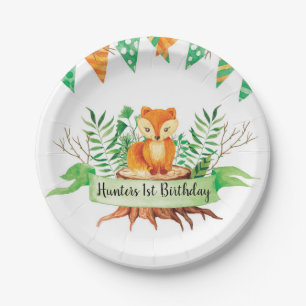 Little Fox Forest Wasserfarben Geburtstagsfeier Be Pappteller