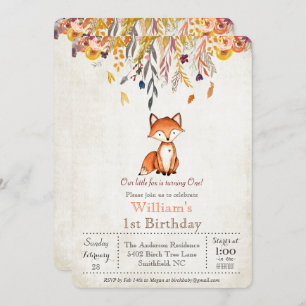 Little Fox Herbst 1. Geburtstag Einladung
