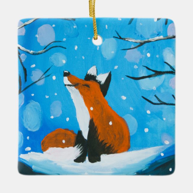 Little Fox Lieben Schnee Keramikornament (Vorderseite)