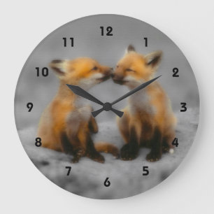 Little Fox Love Große Wanduhr