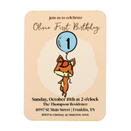 Little Fox mit Ballons 1. Geburtstag Magnet