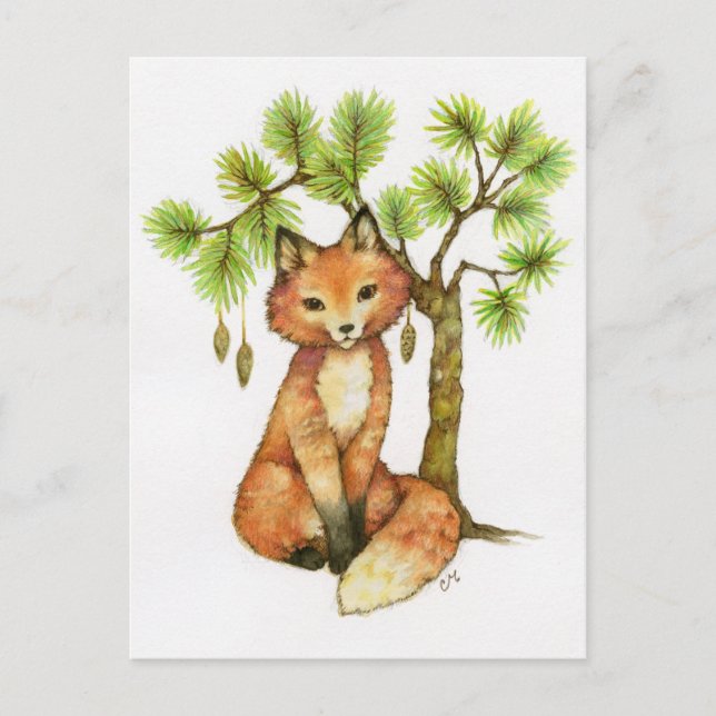 Little Fox - Süße Tier Art Postcard Postkarte (Vorderseite)