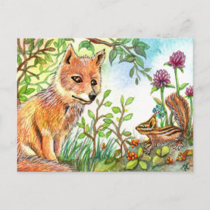 Little Fox und Chipmunk Postkarte
