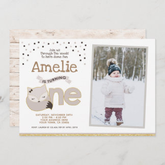 Little Fox, Wonderland Invitation, with photo Einladung