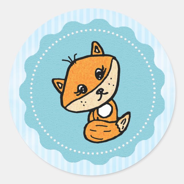 Little Fox Woodland Creature Forest Animal Runder Aufkleber (Vorderseite)