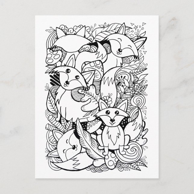 Little Foxes Paintable Postcard Postkarte (Vorderseite)
