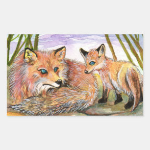 Little Fox's Nickerchen Time Rechteckiger Aufkleber