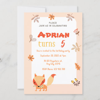 Little Foxy Illustration zum Geburtstag Einladung