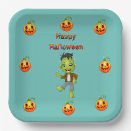 Little Frankenstein Halloween Thema. Pappteller