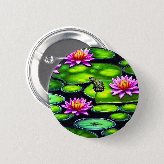 Little Frog on Lily Pad Button (Vorne & Hinten)