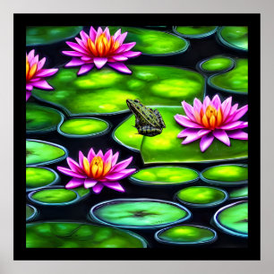 Little Frog on Lily Pad Poster