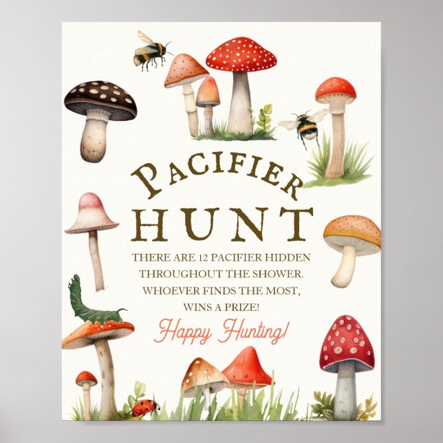 Little Fun Guy Mushroom Bee Baby Pacifier Hunt Poster (Vorne)