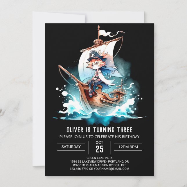 Little Fun Pirate Geburtstag Einladung (Vorderseite)