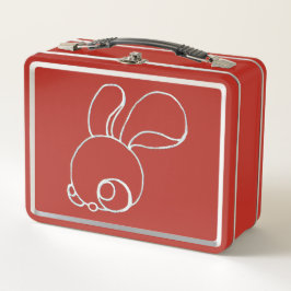 Little Fuzzy Bunnies & Leaping Coyote auf Rot Metall Brotdose