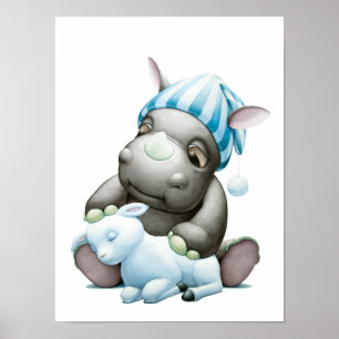 Little G the Baby Rhino and Lamb Kinderzimmer Prin Poster