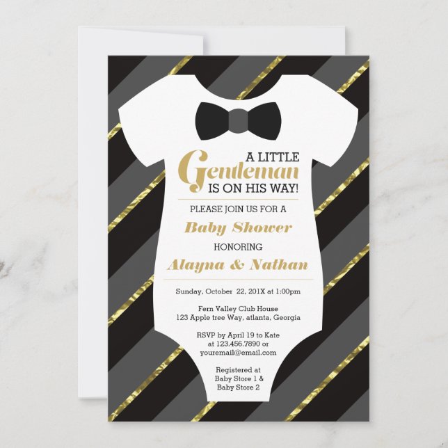 Little Gentleman Baby Shower Einladung, Imitate Go Einladung (Vorderseite)