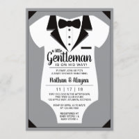 Little Gentleman Baby Shower Invitation, Tuxedo