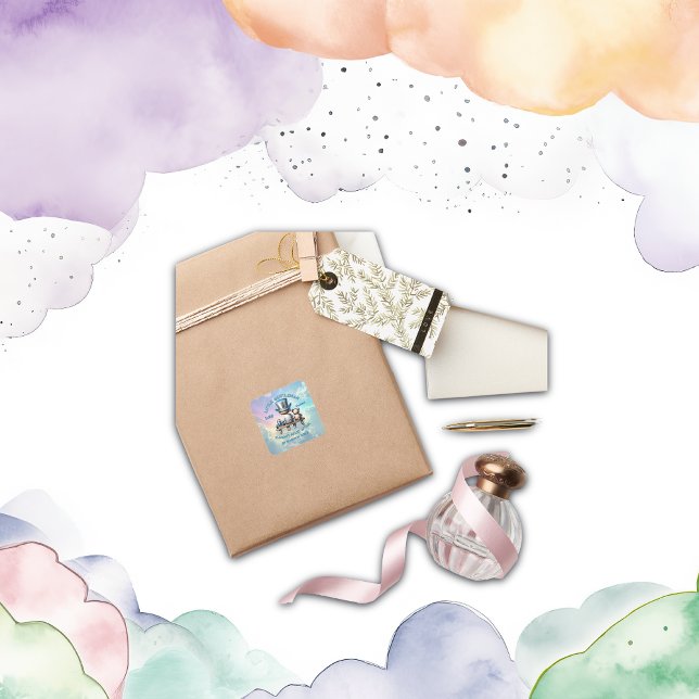 Little Gentleman Baby Shower | Quadratischer Aufkleber (Von Creator hochgeladen)