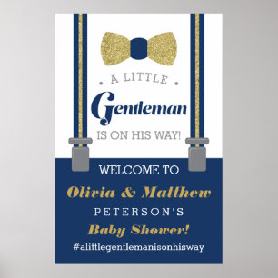 Little Gentleman Welcome Sign Poster, Imitate Glit Poster