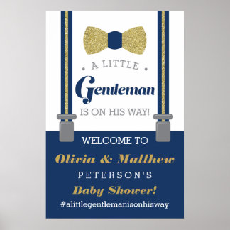 Little Gentleman Welcome Sign Poster, Imitate Glit Poster