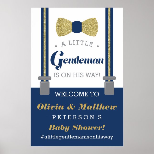 Little Gentleman Welcome Sign Poster, Imitate Glit Poster (Vorne)