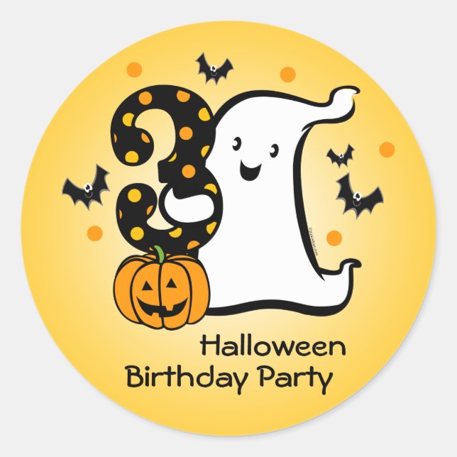 Little Ghost 3. Geburtstag Runder Aufkleber (Vorderseite)