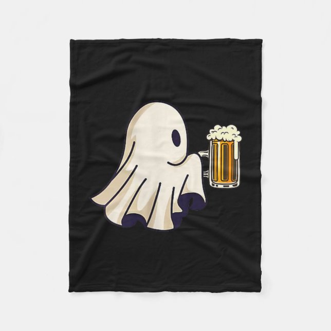 Little Ghost Drinking Beer Funny Halloween Costume Fleecedecke (Vorderseite)