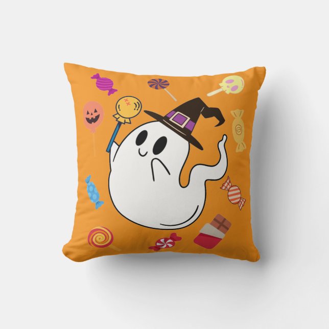 Little Ghost Halloween Orange Wohngestaltung Niedl Kissen (Vorderseite)