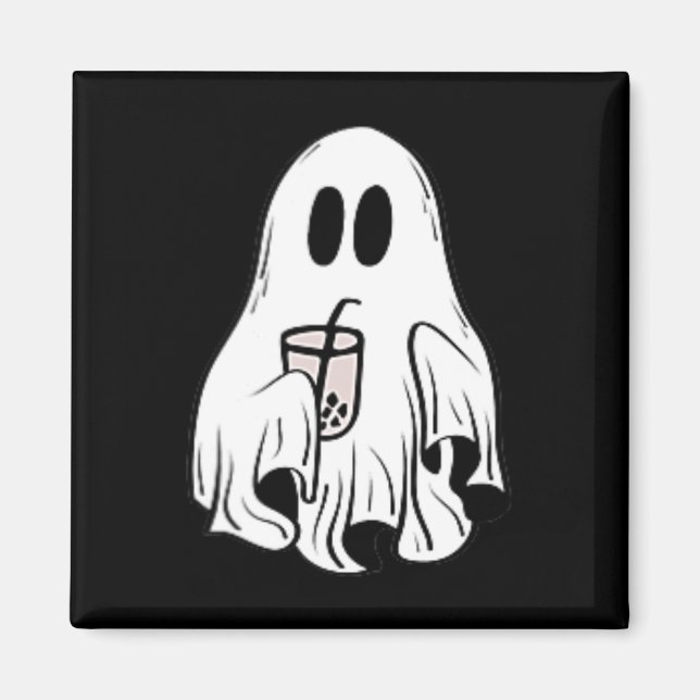 Little Ghost Ice Kaffee Spaß glücklich Halloween Magnet (Vorne)