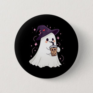 Little Ghost Ice Kaffee Spooky Jahreszeit Niedlich Button