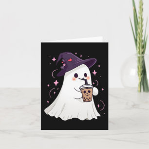 Little Ghost Ice Kaffee Spooky Jahreszeit Niedlich Karte