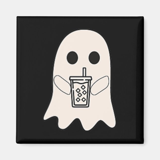 Little Ghost Iced Coffee Halloween-Kostüm Magnet (Vorne)