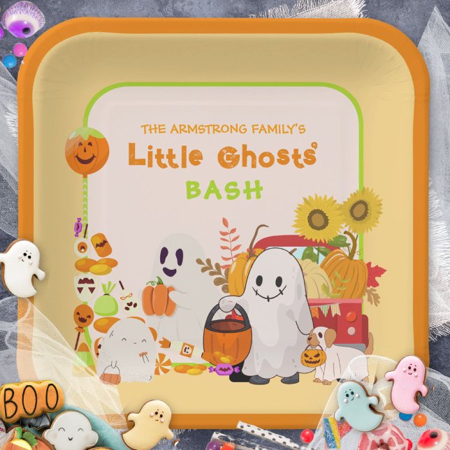 Little Ghosts Family Halloween-Party Pappteller (Little Ghosts Family Halloween Party Paper Plates ©Susanne Sachers - Sunny Mind 👻)
