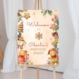 Little Gingerbread Birthday Christmas Welcome Poster